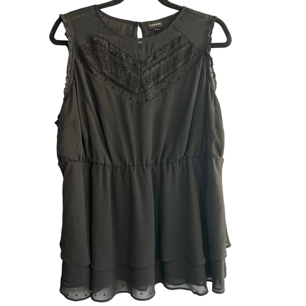 Torrid Crinkle Gauze Lace Babydoll Casual Chiffon Tank Top Size 1